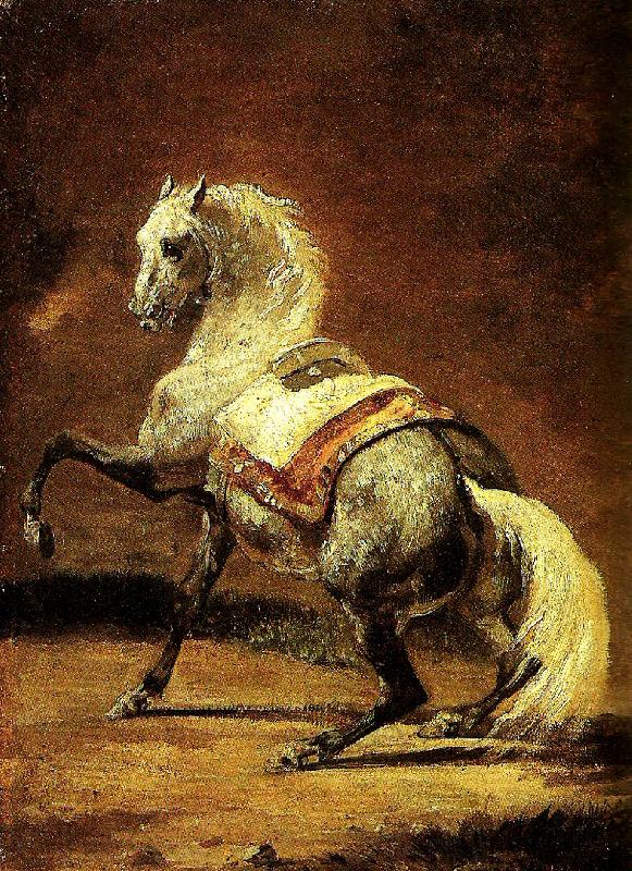 Theodore   Gericault cheval gris pommele Norge oil painting art